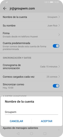 Introduce el nombre de la cuenta y pulsa ACEPTAR.