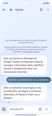 La propuesta de texto de Gemini se visualiza ahora en la pantalla.