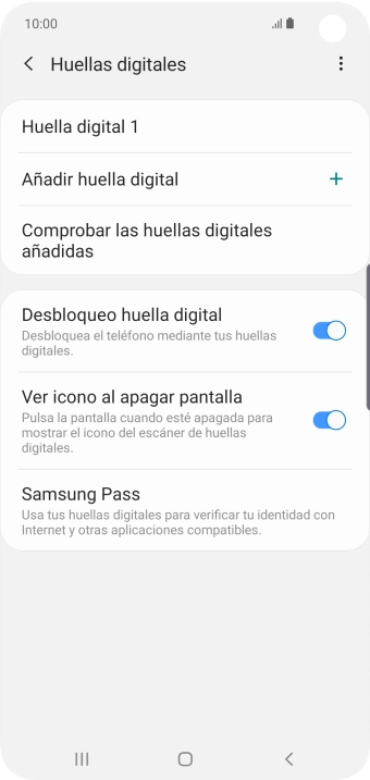 Pulsa el indicador junto a los ajustes deseados.