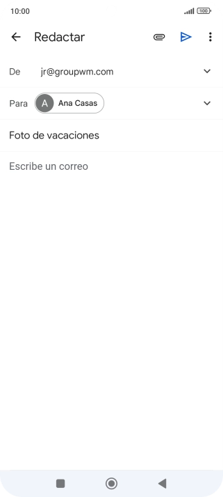 Pulsa en el campo de escritura  y escribe el texto del correo electrónico.