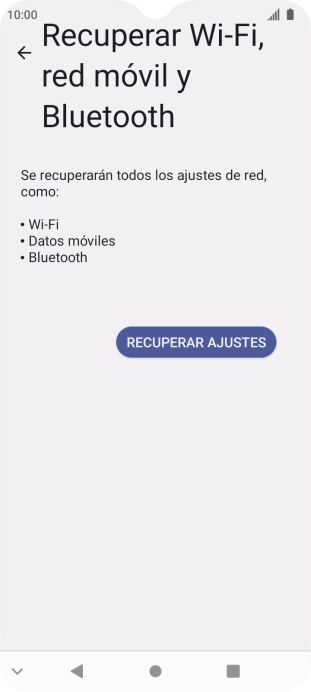 Pulsa RECUPERAR AJUSTES.