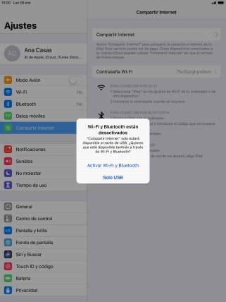 Si el wifi está desactivado, pulsa Activar Wi-Fi y Bluetooth.