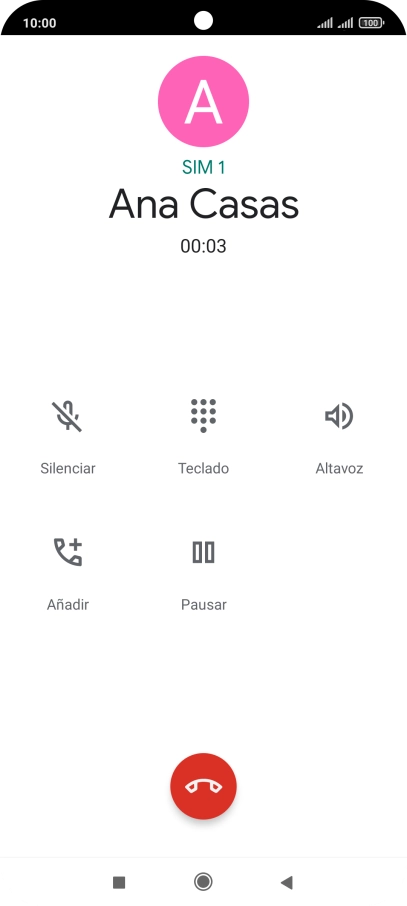 Pulsa el icono de finalizar llamada.