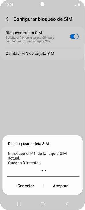 Introduce tu código PIN y pulsa Aceptar.