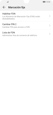 Pulsa Habilitar FDN para activar la marcación fija.