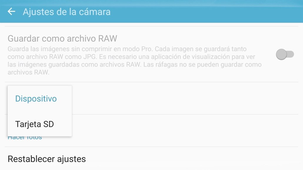 Pulsa Dispositivo para guardar tus fotografías en la memoria del teléfono.