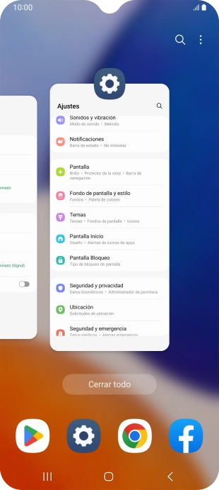 Para cerrar una sola aplicación en ejecución, desliza el dedo hacia arriba sobre la aplicación deseada.