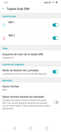 Pulsa el indicador junto a la tarjeta SIM deseada para activar o desactivar su uso.