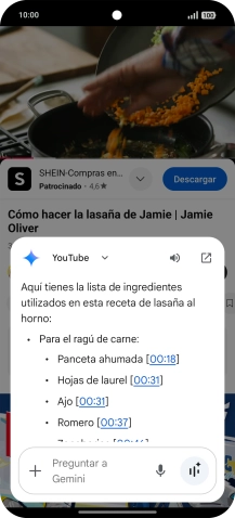 La respuesta de Gemini a tu pregunta se visualiza ahora en la pantalla.