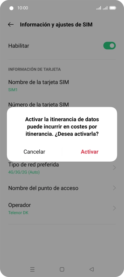 Si activas la función, pulsa Activar.