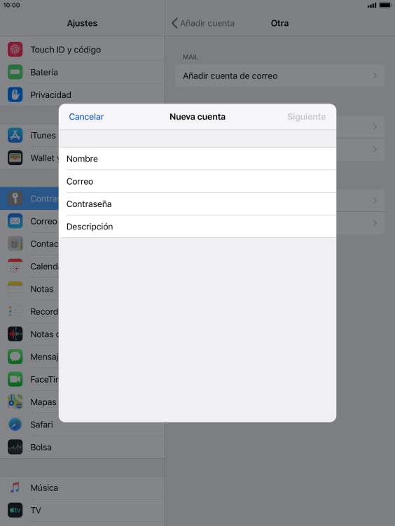 Pulsa Correo e introduce tu dirección de correo electrónico.