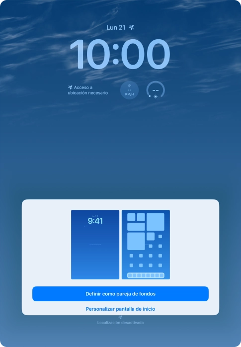Si deseas utilizar el mismo tema de color en la pantalla de inicio, pulsa Definir como pareja de fondos.