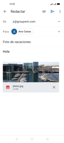 Pulsa el icono de envío cuando termines de escribir el correo electrónico.