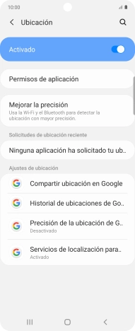 Pulsa Permisos de aplicación.