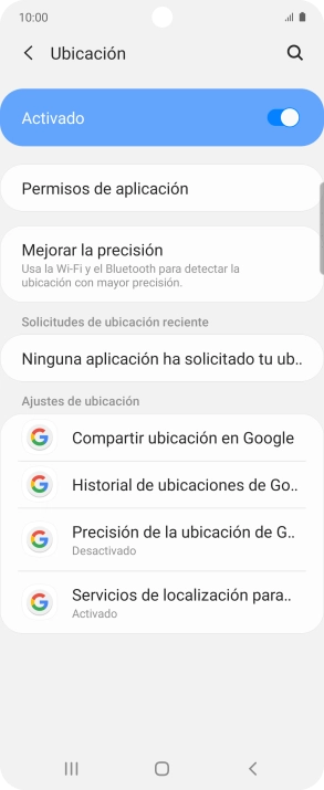 Pulsa Permisos de aplicación.