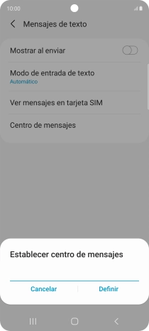 Introduce +34607003110 y pulsa Definir.