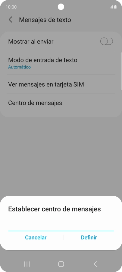 Introduce +34607003110 y pulsa Definir.