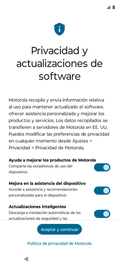 Pulsa el indicador junto a los ajustes deseados para seleccionarlos.