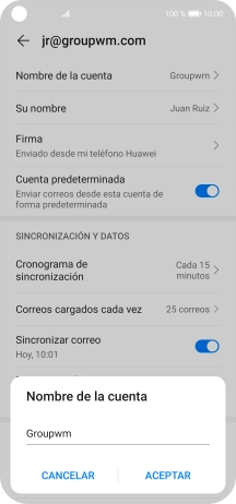 Introduce el nombre de la cuenta y pulsa ACEPTAR.