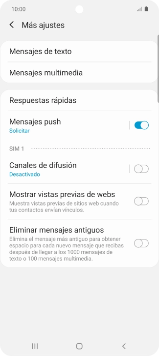 Pulsa Mensajes de texto.