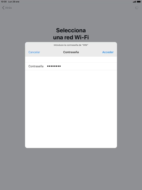 Introduce la contraseña de la red wifi y pulsa Acceder.