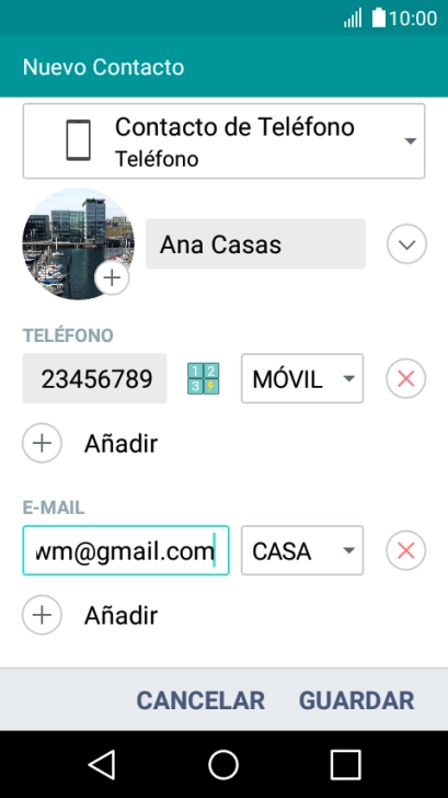 Pulsa la lista desplegable junto a la dirección de correo electrónico.
