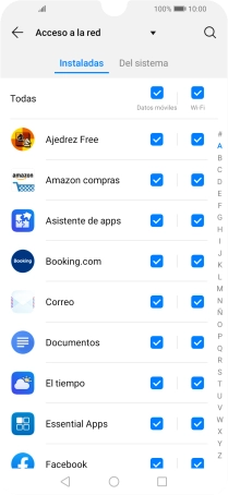 Pulsa en el campo junto al nombre de la aplicación bajo la columna de 