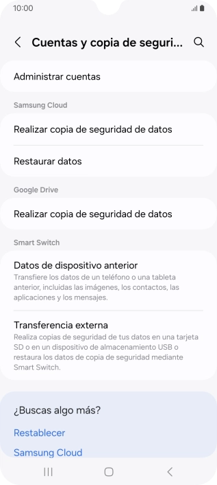 Pulsa Administrar cuentas.
