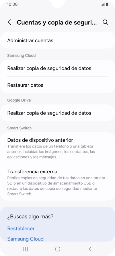 Pulsa Administrar cuentas.