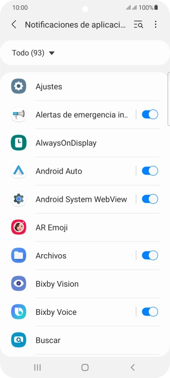 Pulsa el indicador junto a las apps deseadas para activar o desactivar la función.