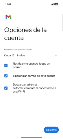 Si aparece en la pantalla esta imagen, tu cuenta de correo electrónico ha sido reconocida y configurada automáticamente. Sigue las indicaciones de la pantalla para introducir más información y terminar la configuración.