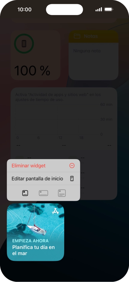 Pulsa Eliminar widget.