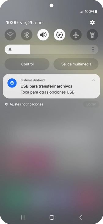 Pulsa Toca para otras opciones USB..
