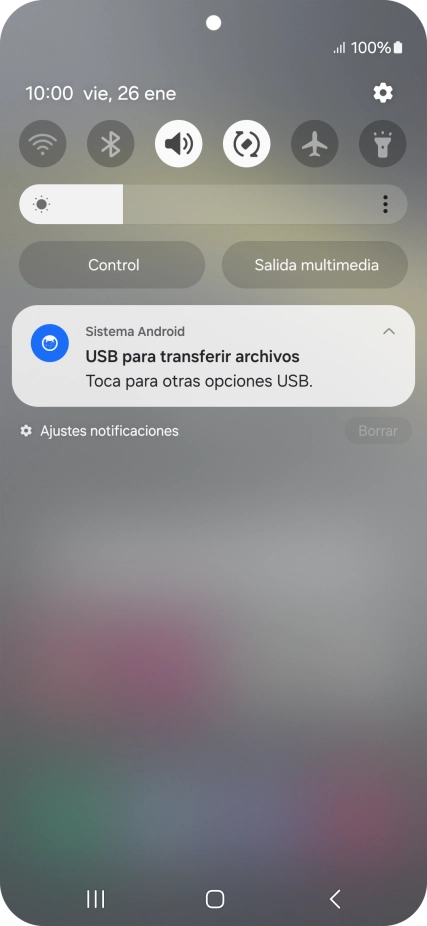 Pulsa Toca para otras opciones USB..