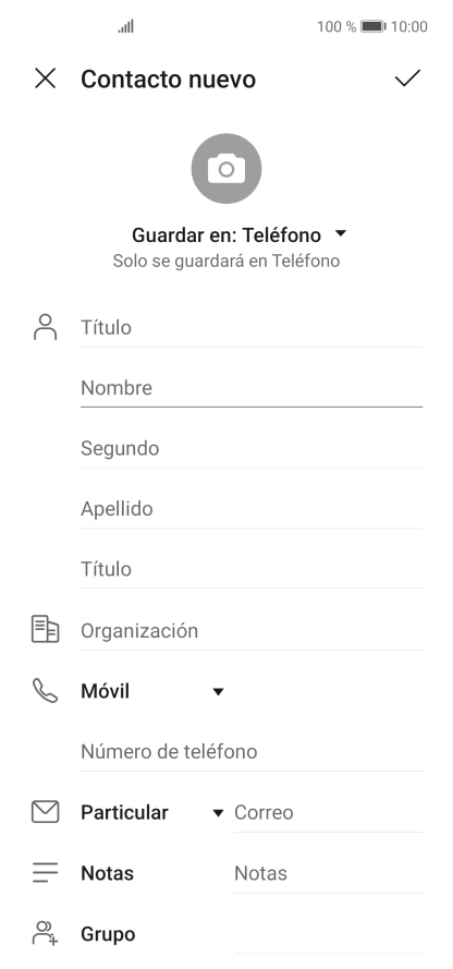 Pulsa Nombre e introduce el nombre deseado.
