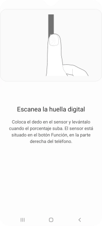 Sigue las indicaciones de la pantalla para crear una huella digital como código de seguridad.