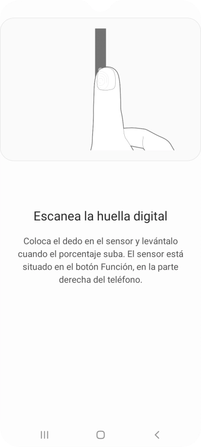 Sigue las indicaciones de la pantalla para crear una huella digital como código de seguridad.