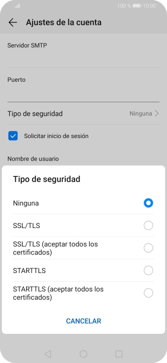 Pulsa Ninguna para desactivar la función.