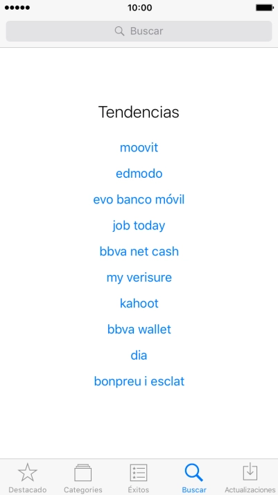 Pulsa en el campo de búsqueda e introduce el nombre o el tema de la app deseada.
