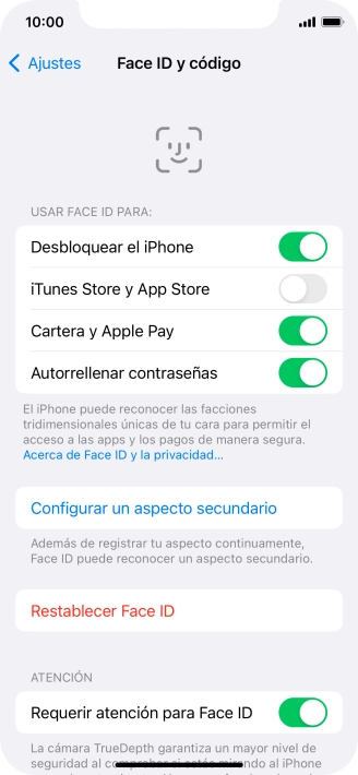 Pulsa  el indicador junto a los ajustes deseados para activarlos o desactivarlos.
