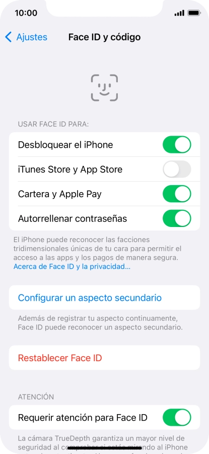Pulsa  el indicador junto a los ajustes deseados para activarlos o desactivarlos.
