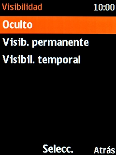 Selecciona el ajuste deseado para activar o desactivar la visibilidad por Bluetooth.