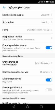 Pulsa Nombre de la cuenta e introduce el nombre de la cuenta de correo electrónico.