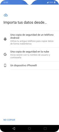 Pulsa la opción deseada y sigue las indicaciones de la pantalla para transferir contenido desde el otro teléfono y finalizar la activación de tu teléfono.
