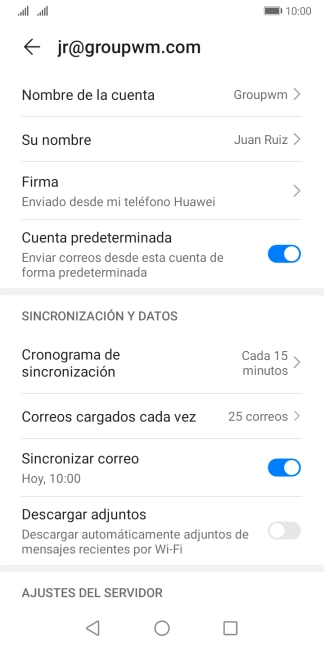 Pulsa Nombre de la cuenta.
