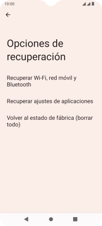 Pulsa Recuperar Wi-Fi, red móvil y Bluetooth.