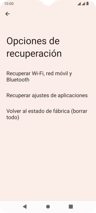 Pulsa Recuperar Wi-Fi, red móvil y Bluetooth.