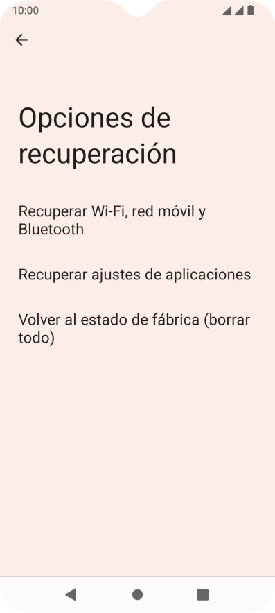 Pulsa Recuperar Wi-Fi, red móvil y Bluetooth.