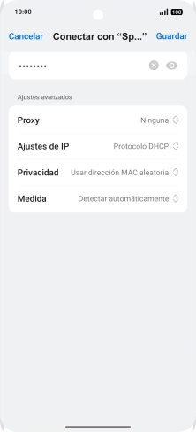 Introduce la contraseña de la red wifi y pulsa Guardar.