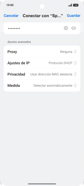 Introduce la contraseña de la red wifi y pulsa Guardar.